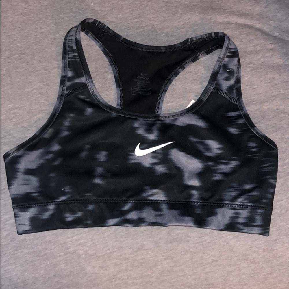 gray and black nike dri-fit sports bra